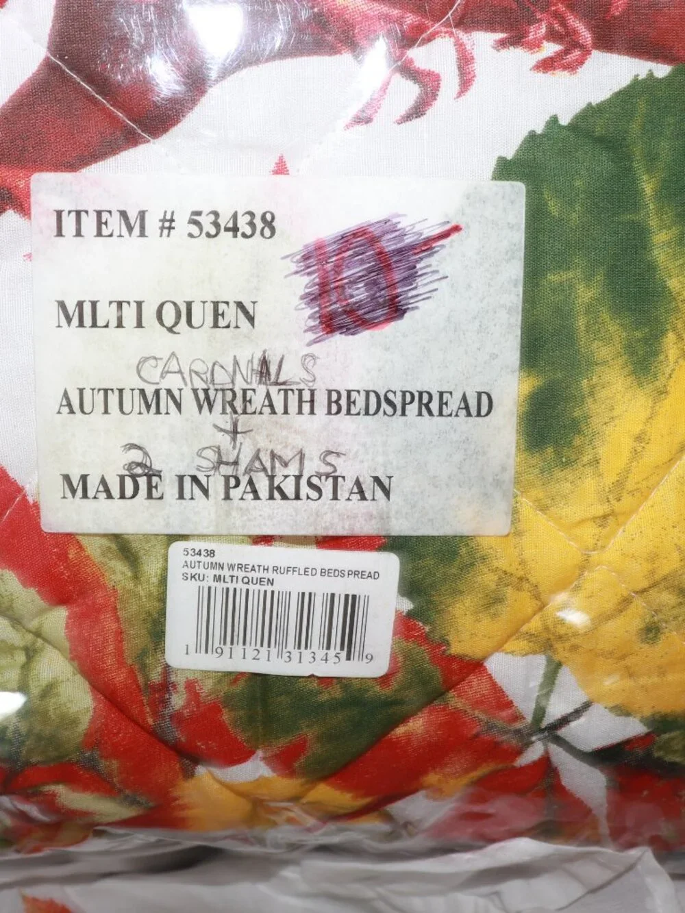 3 Piece Bedspread Autumn Wreath, Red Cardinals Queen Full  Size Comforter Set